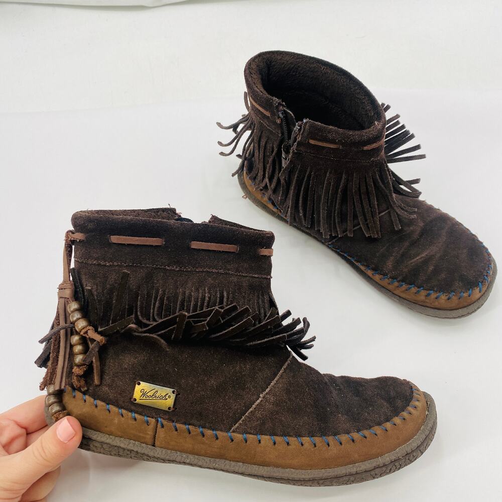 Woolrich brown suede fringe southwestern booties